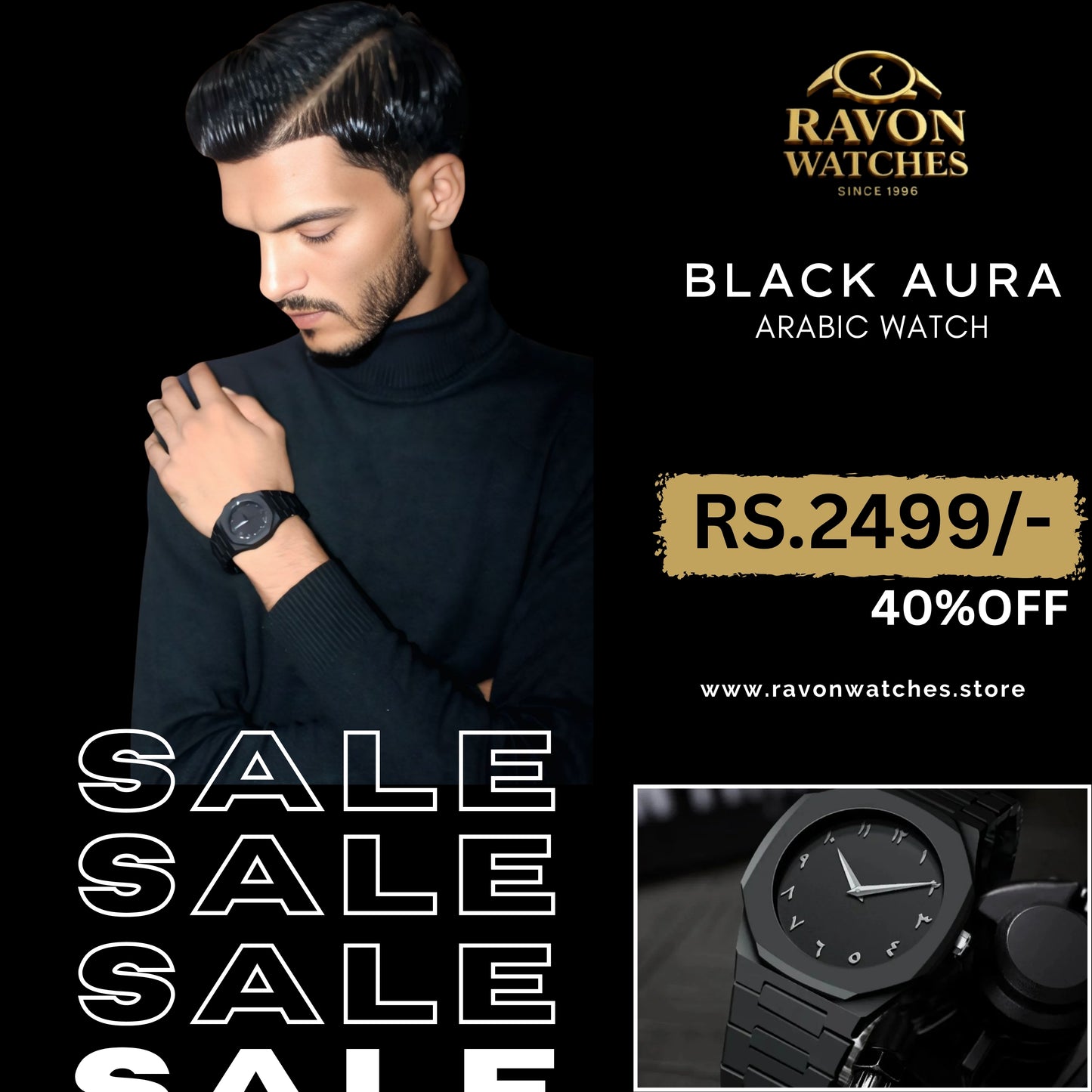 Full Black Aura Quartz Watch